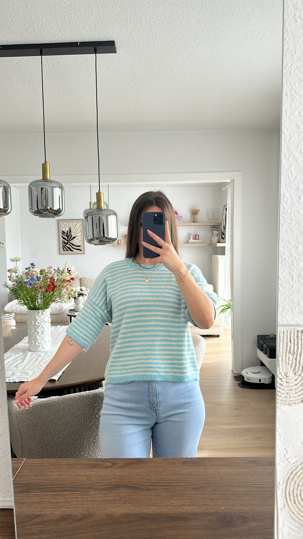 Gestreifter kurzarm Pullover - Alina
