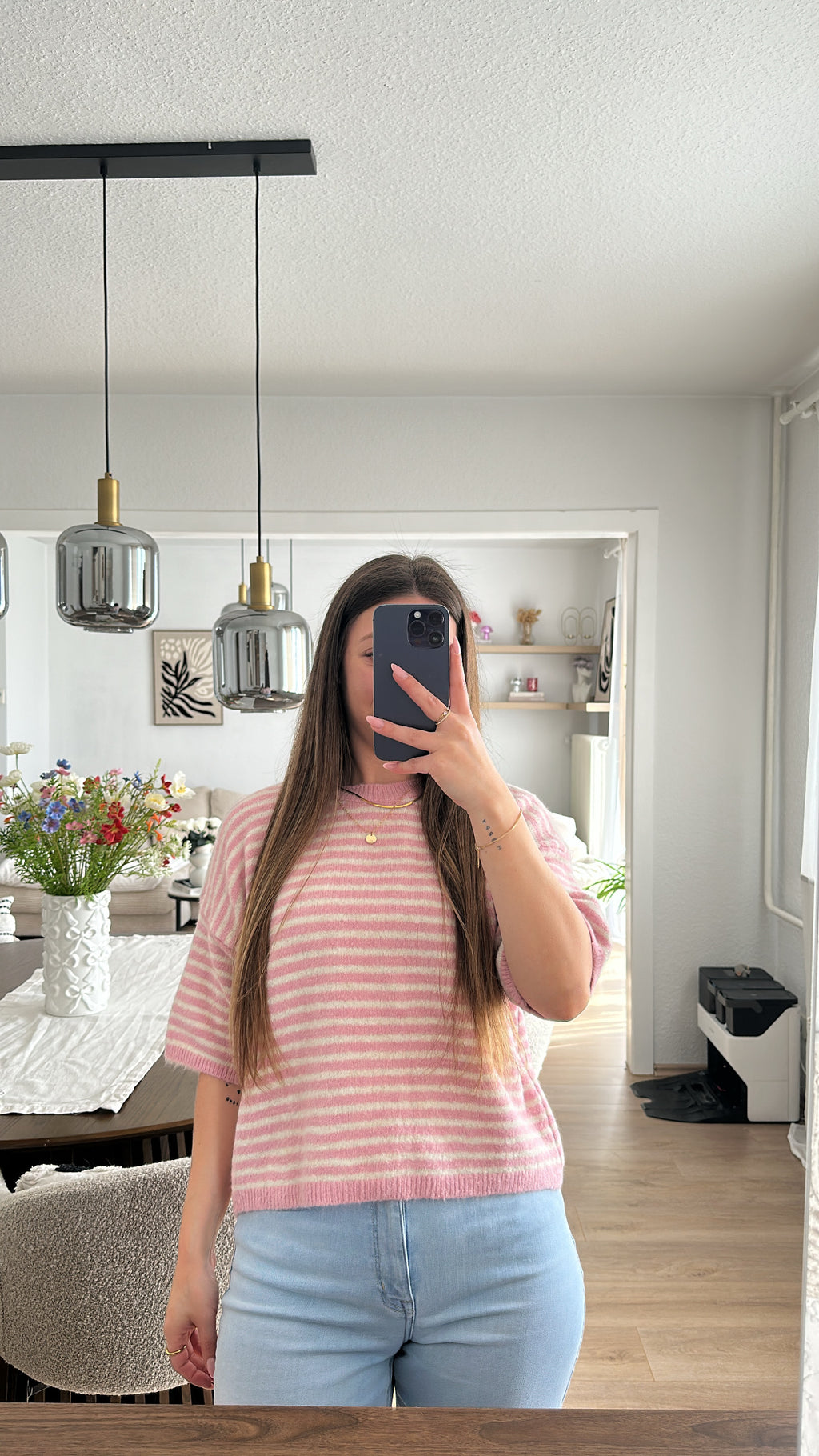 Gestreifter kurzarm Pullover - Alina