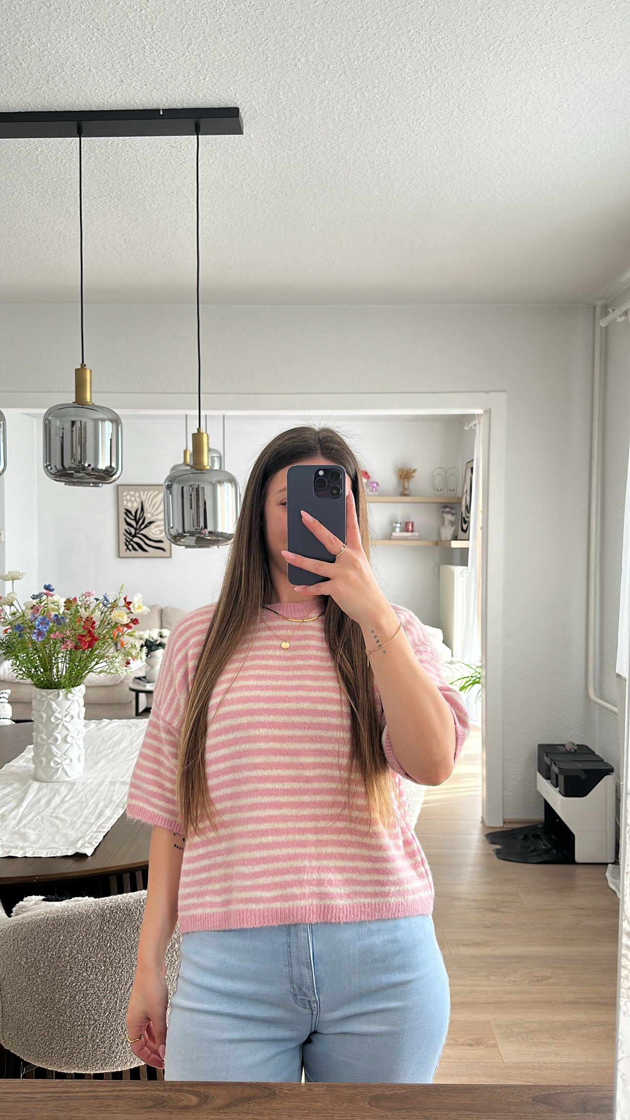 Gestreifter kurzarm Pullover - Alina