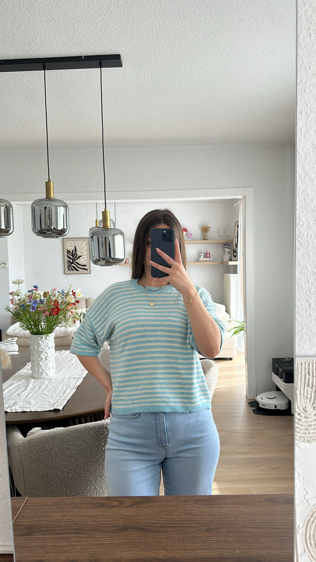 Gestreifter kurzarm Pullover - Alina