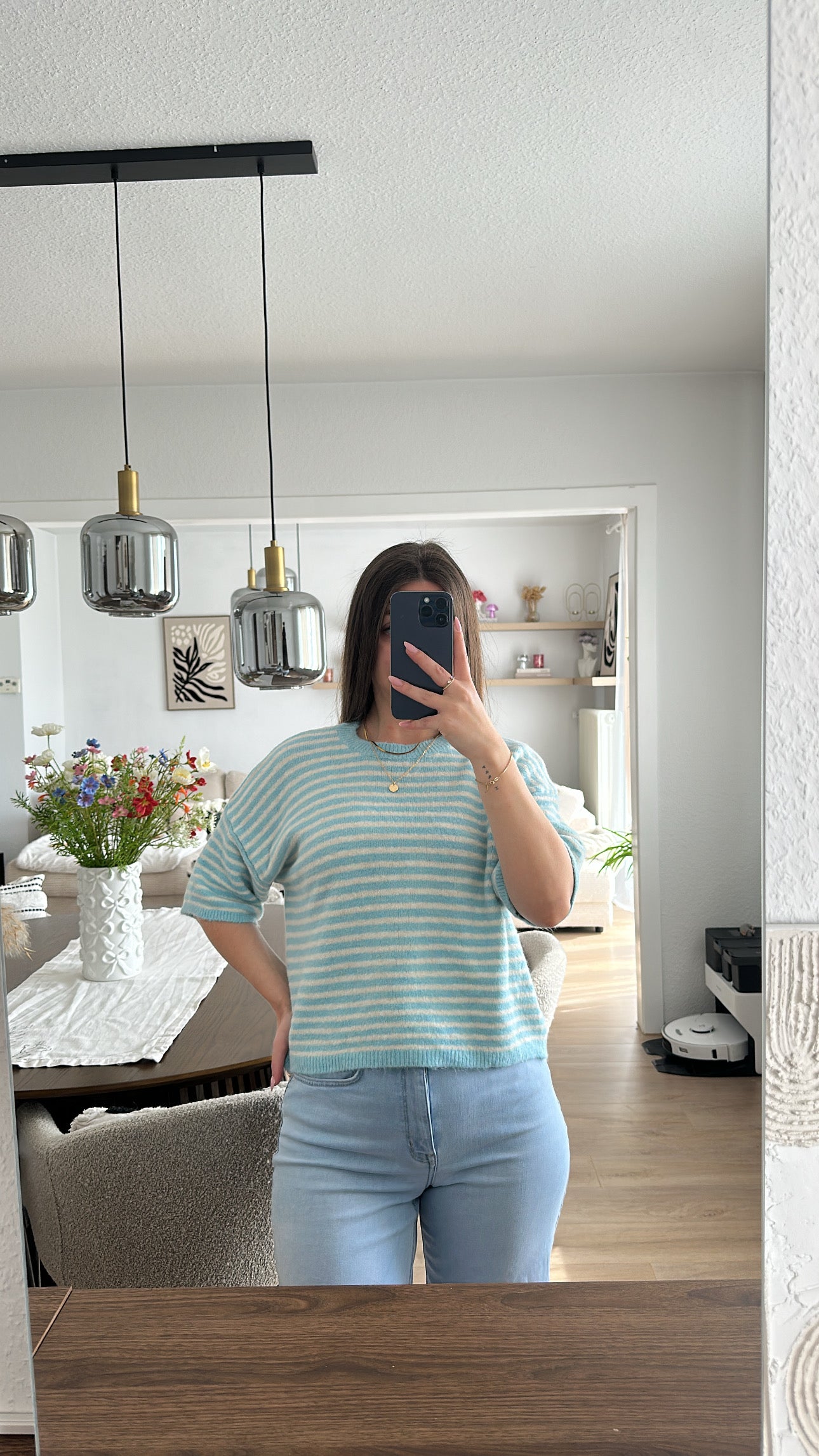 Gestreifter kurzarm Pullover - Alina