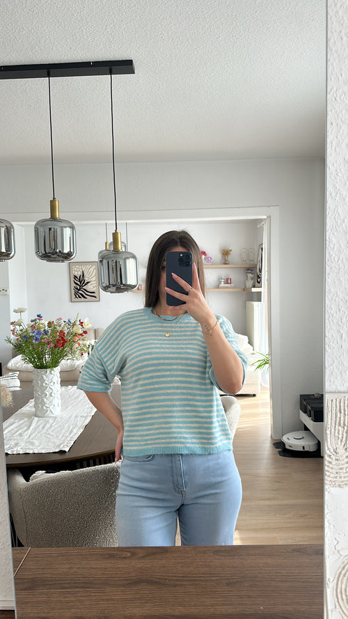 Gestreifter kurzarm Pullover - Alina