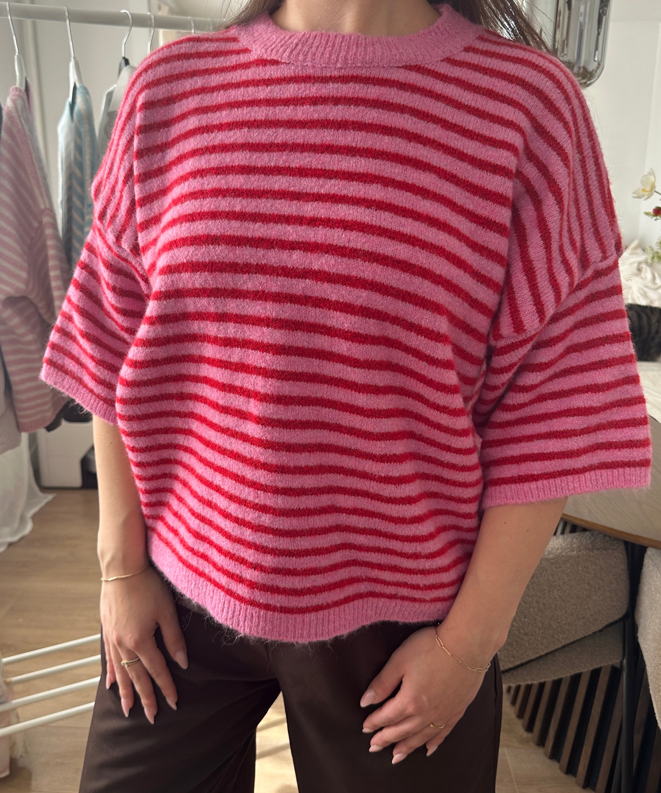 Gestreifter kurzarm Pullover - Alina