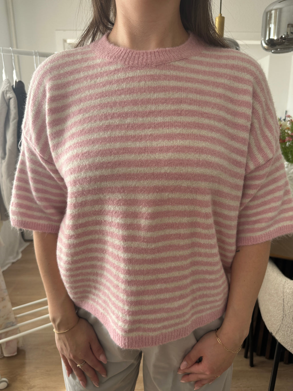 Gestreifter kurzarm Pullover - Alina