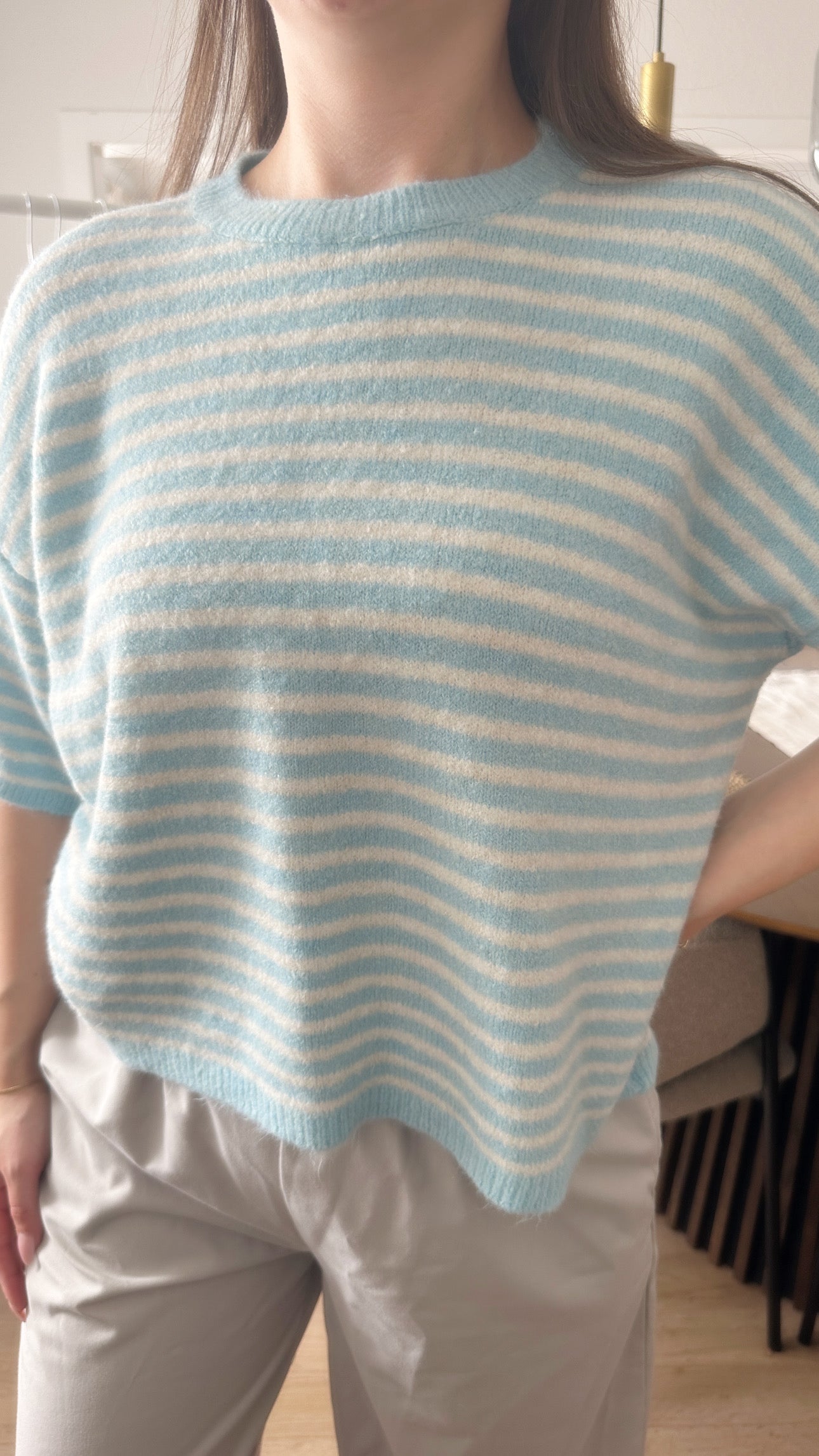 Gestreifter kurzarm Pullover - Alina
