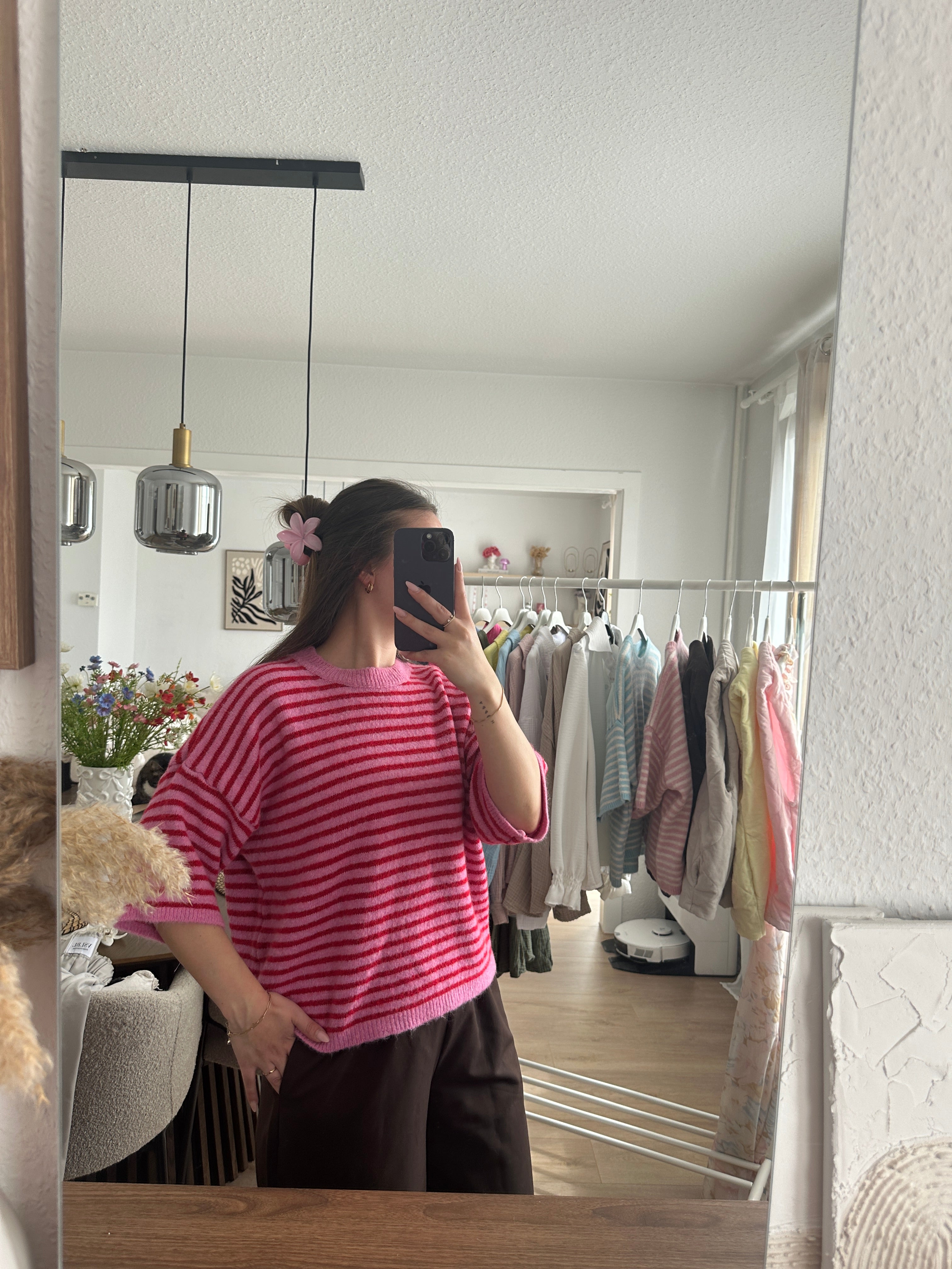 Gestreifter kurzarm Pullover - Alina